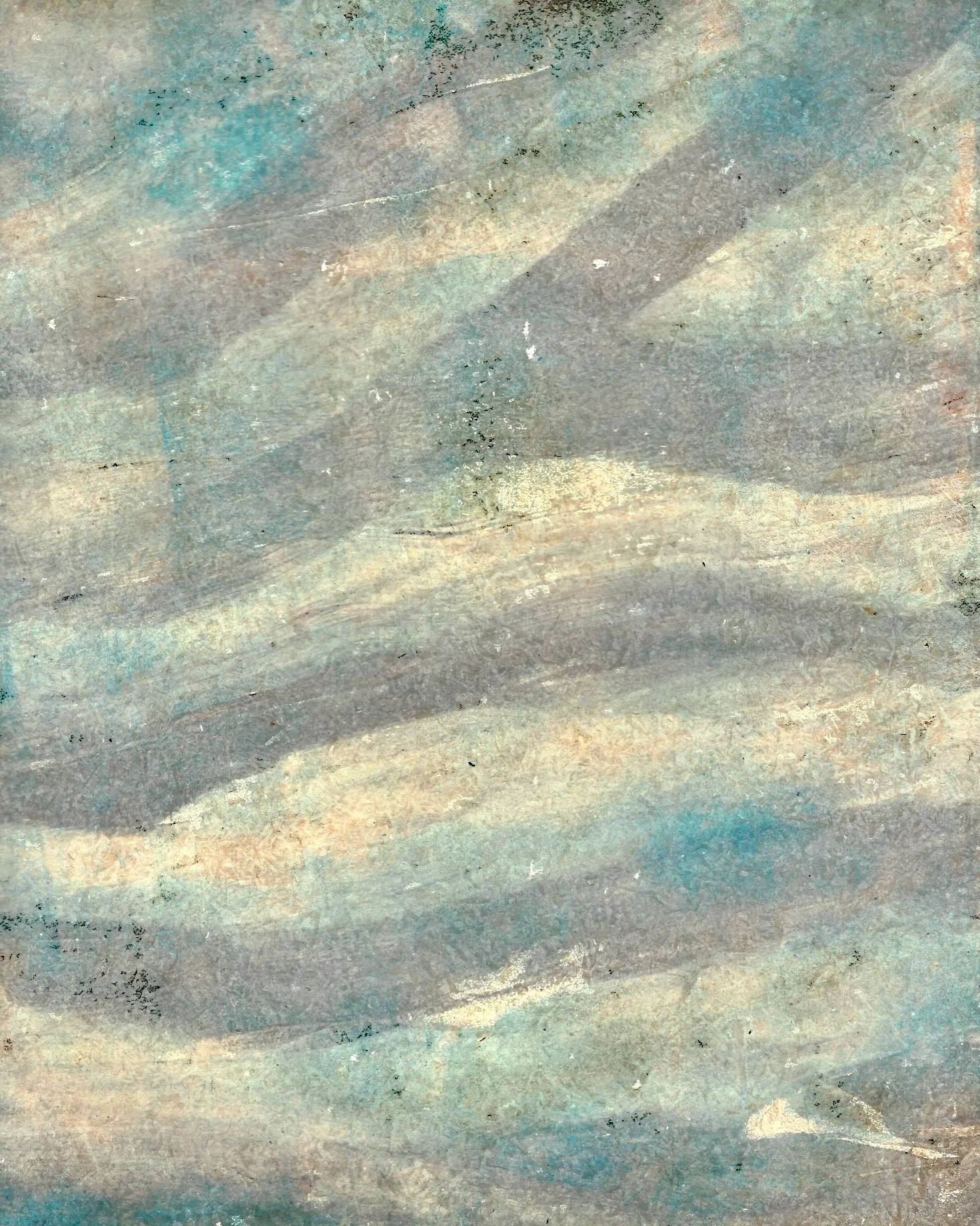 Soft blue-grey and cream marbled texture with diagonal wave-like banding.